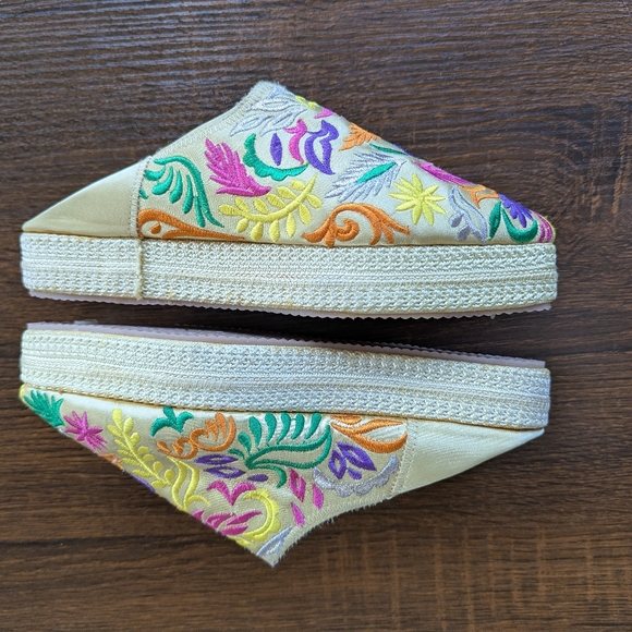 Hiba Jmila Embroidered Slip On Flatforms Made In Morocco Size 37 Colorful Boho - Picture 6 of 10